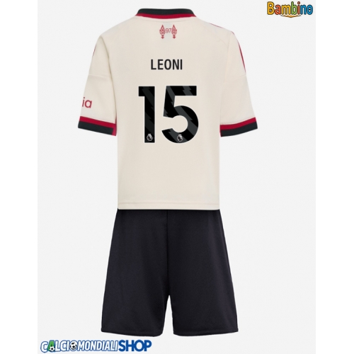 Maglie da calcio Liverpool Giovanni Leoni #15 Seconda Maglia Bambino 2025-26 Manica Corta + Pantaloni corti)